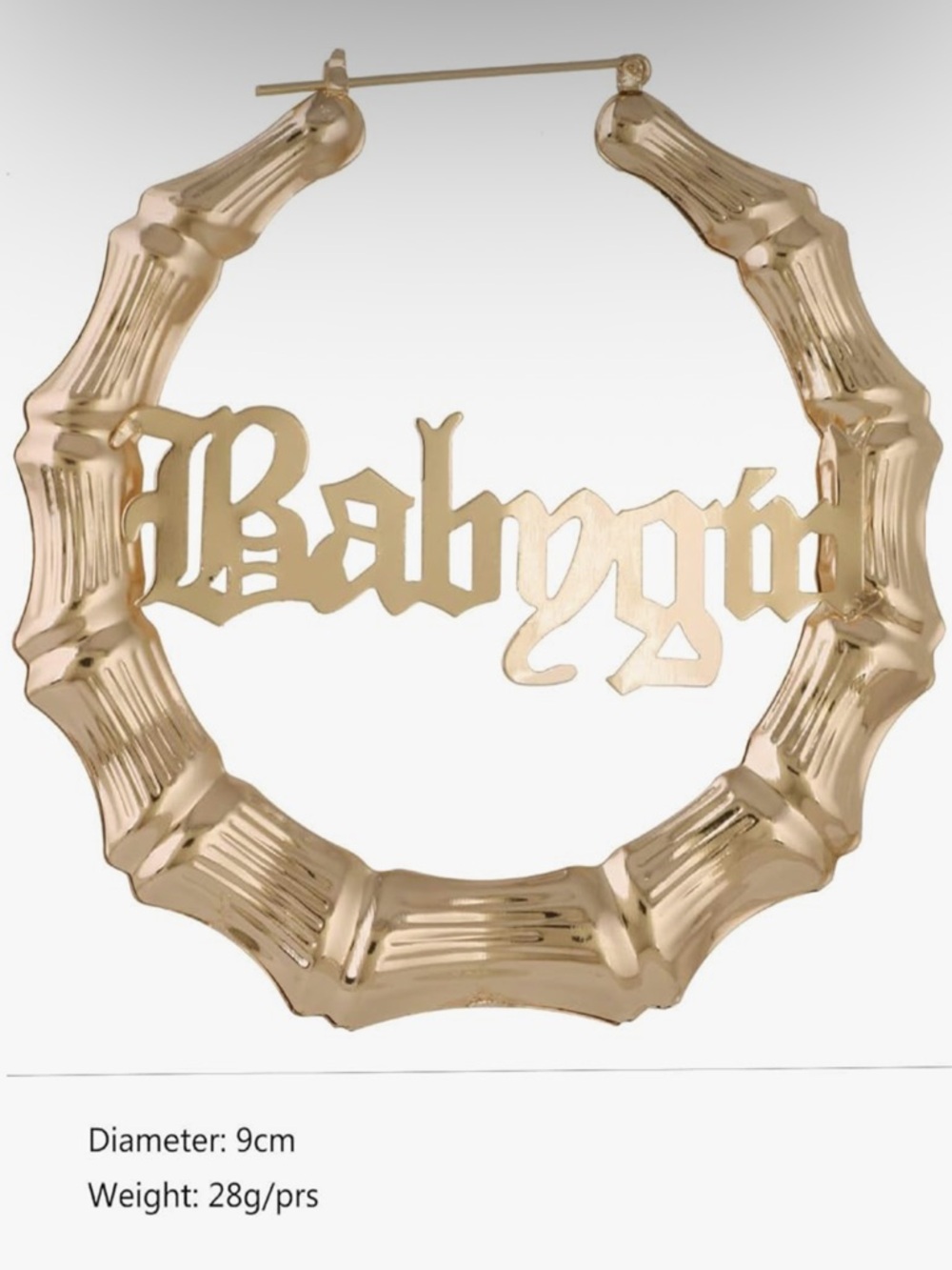 Old English Font Word 9cm elegant Large Bamboo Earrings - Picture 3 of 7